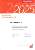 Certificato HWK per azienda di formazione VW Gotha